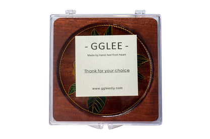 GGLEE Handmade Wooden Coasters for Absorbent Cold Drink or Hot Coffee Cup Mat with Apricot Design (Square)1 pcs