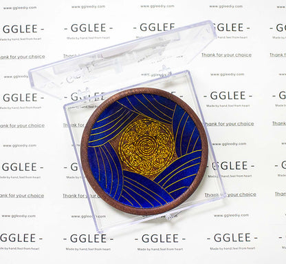 GGLEE Handmade Natural EbonyWood Coasters with Blue Morden Design Great Gift for Friend and Family (Circle) 1 pcs