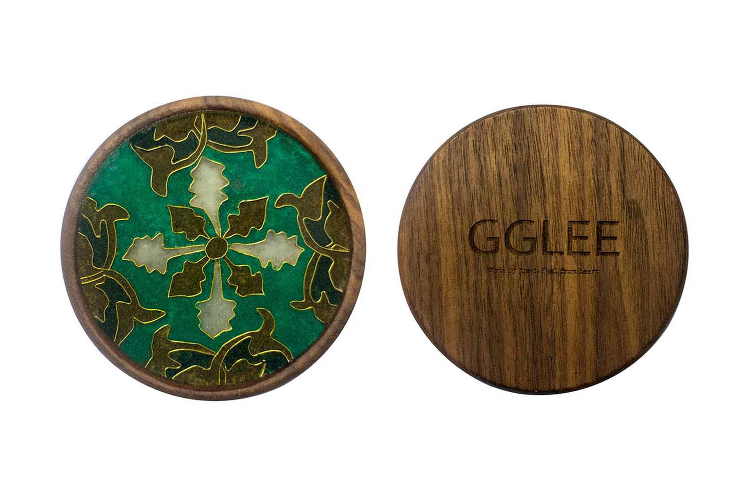 GGLEE Handmade Wooden Coasters for Drink Tea Coffee Tabletop Protection with Chinese Dunhuang Design (Circle) 1 pcs