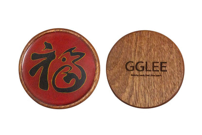 GGLEE Handmade Wooden Drink Cup Mat with Chinese FU Rabbit Shape Design for Coffee and Tea Home Decor (circle) 1 pcs