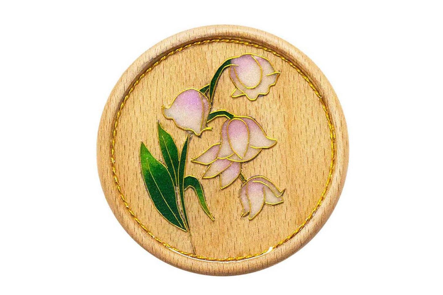 GGLEE Handmade BeechWood Coasters with Campanula Flower Design for Friends Gifts (Circle) 1 pcs