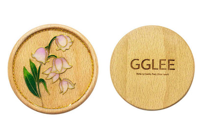 GGLEE Handmade BeechWood Coasters with Campanula Flower Design for Friends Gifts (Circle) 1 pcs