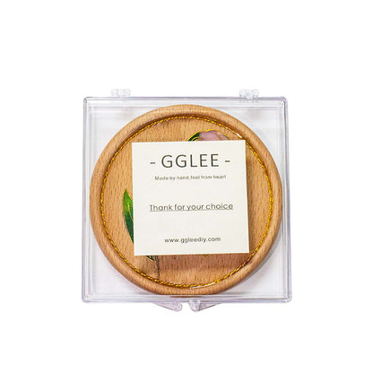 GGLEE Handmade BeechWood Coasters with Campanula Flower Design for Friends Gifts (Circle) 1 pcs